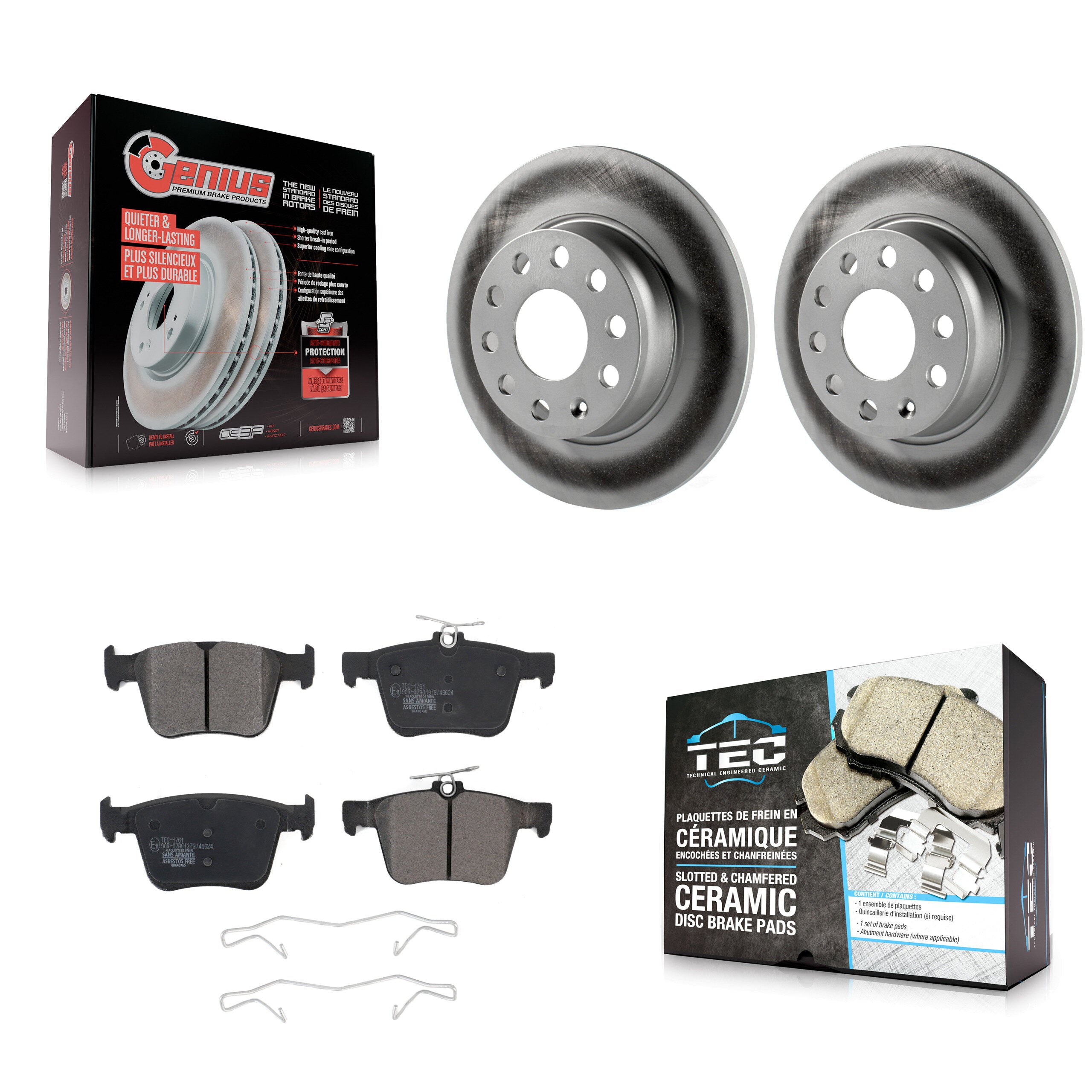 Rear Coated Brake Rotor Ceramic Pad Kit For Volkswagen Taos Audi A3 Quattro e-Golf e-tron KGT-101937