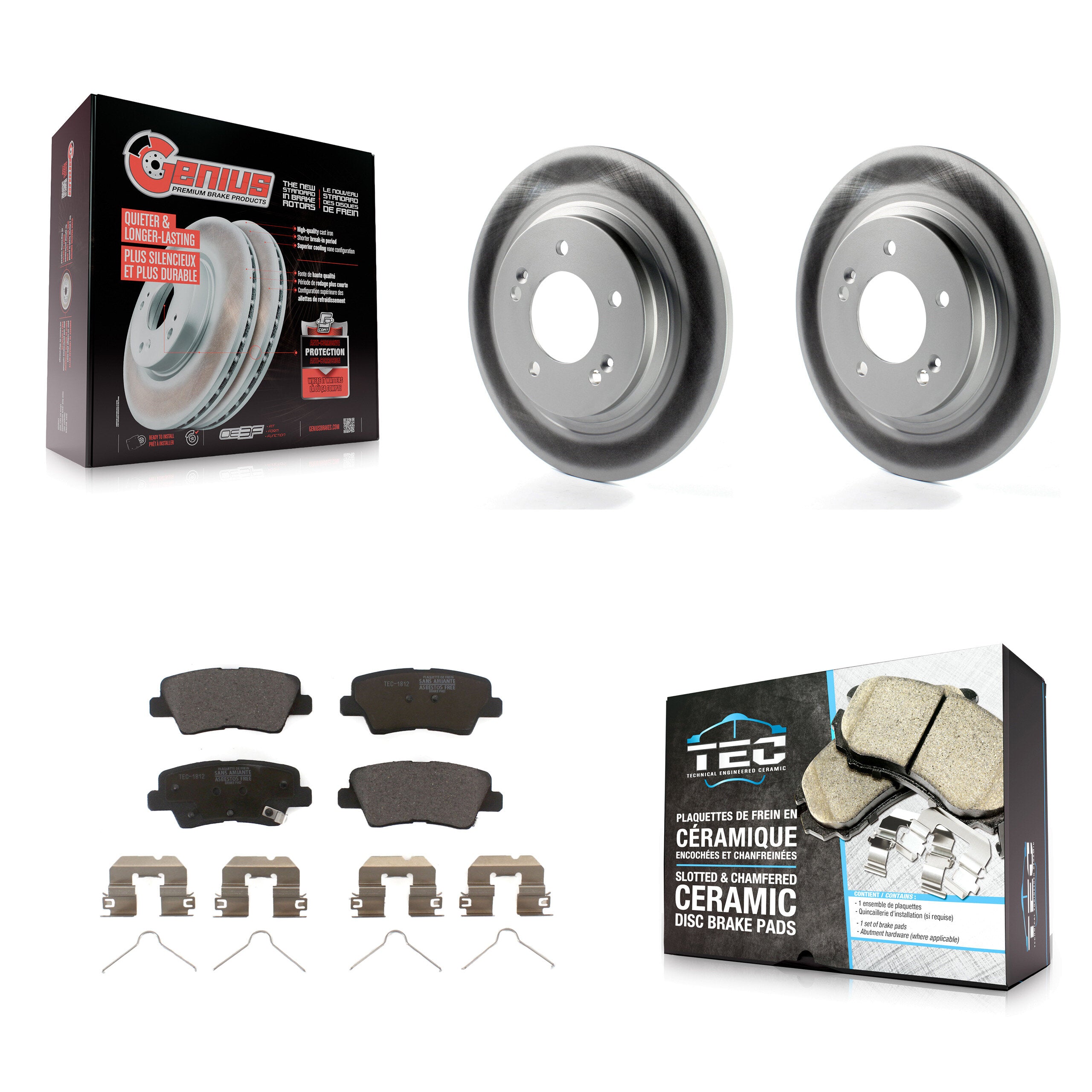 Rear Coated Disc Brake Rotors And Ceramic Pads Kit For Hyundai Ioniq Kia Niro KGT-101941
