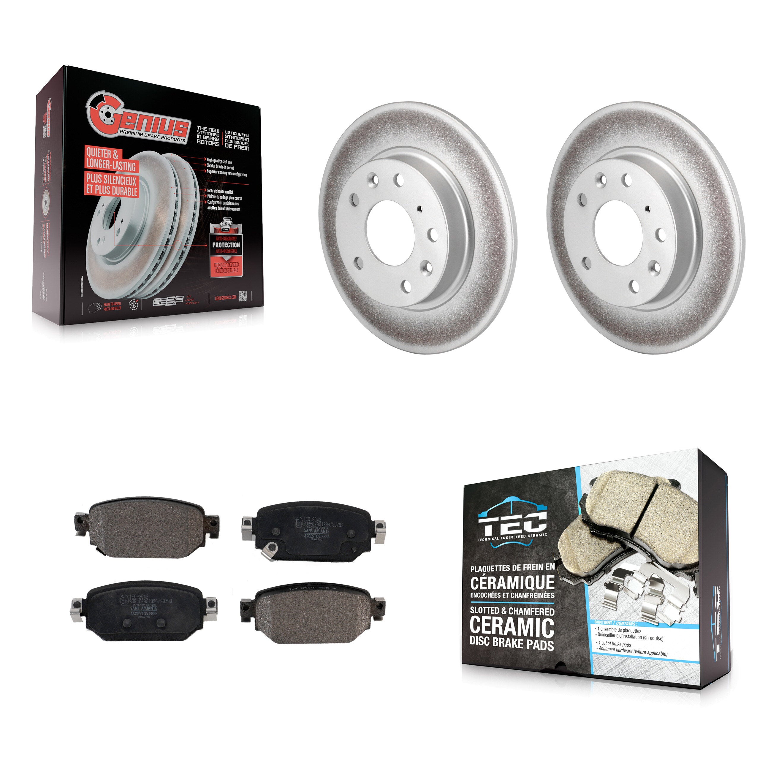 Rear Coated Disc Brake Rotors And Ceramic Pads Kit For Mazda 3 CX-3 Sport KGT-101944