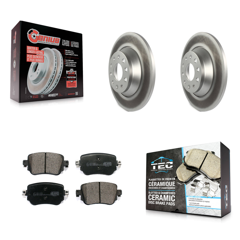 Rear Coated Disc Brake Rotors And Ceramic Pads Kit For 2016-2018 Audi Q3 Quattro KGT-101947
