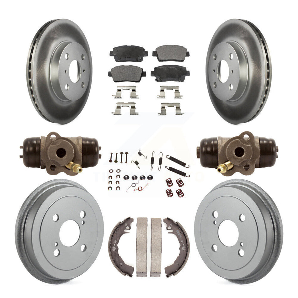 Front Rear Coated Disc Brake Rotor Ceramic Pad & Drum Kit (9Pc) For 2001-2005 Toyota Echo KGT-101951