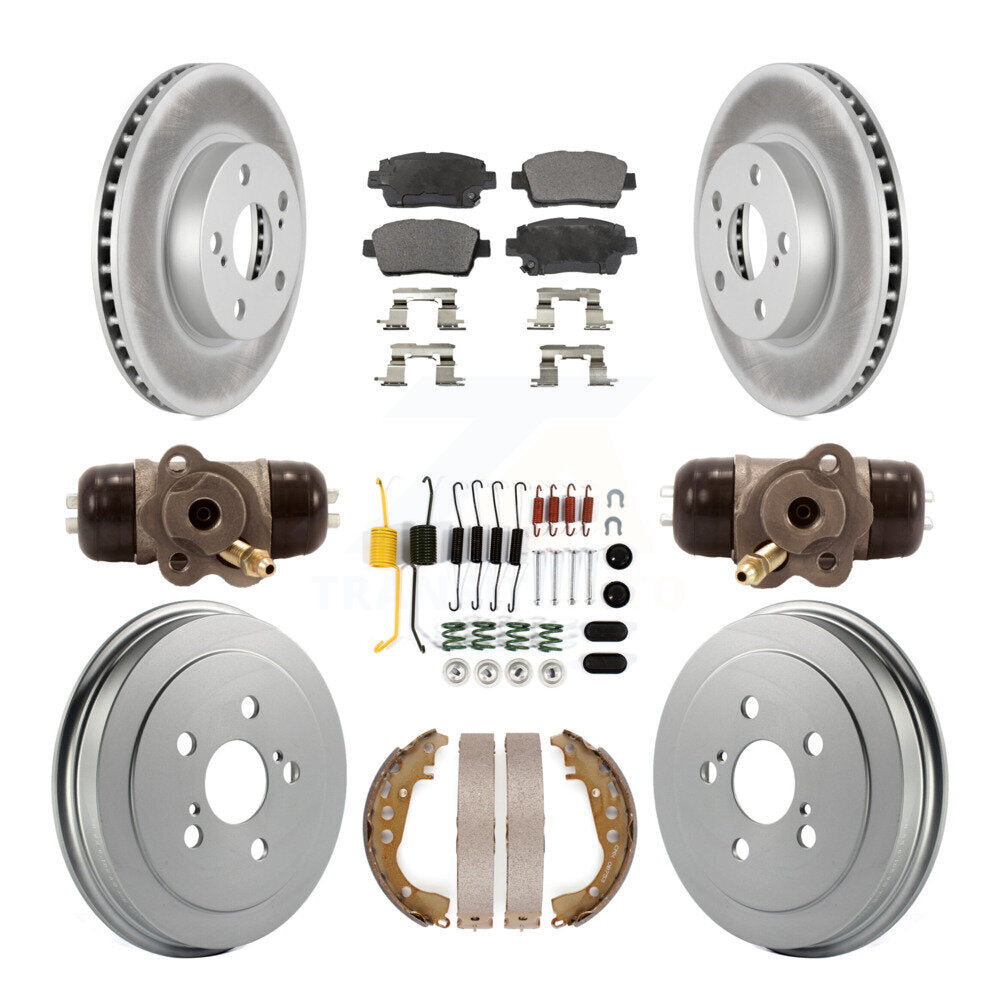 Front Rear Coated Disc Brake Rotors Ceramic Pad Drum Kit (9Pc) For 2004-2007 Toyota Prius KGT-101954