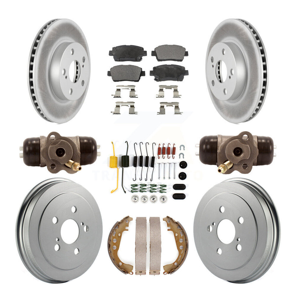 Front Rear Coated Disc Brake Rotors Ceramic Pad Drum Kit (9Pc) For 2004-2007 Toyota Prius KGT-101954