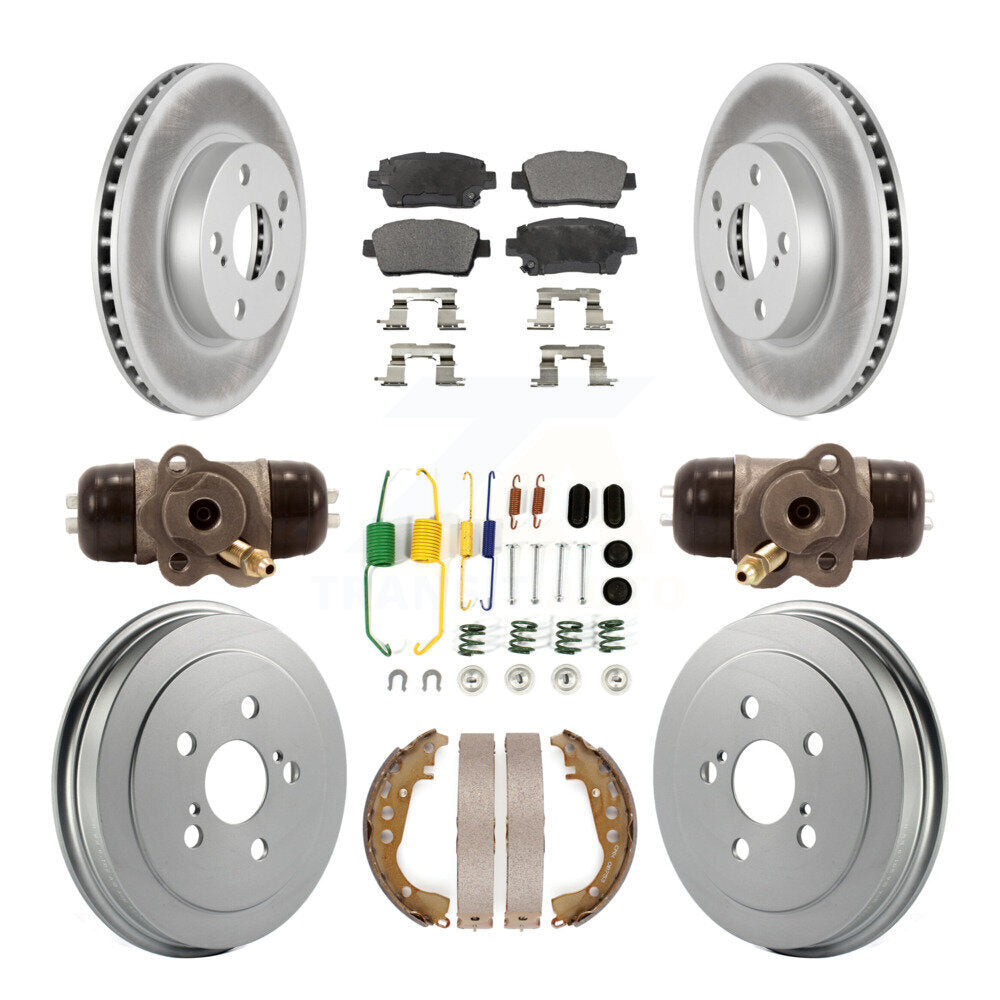 Front Rear Coated Disc Brake Rotors Ceramic Pads And Drum Kit (9Pc) For 2008 Toyota Prius KGT-101955