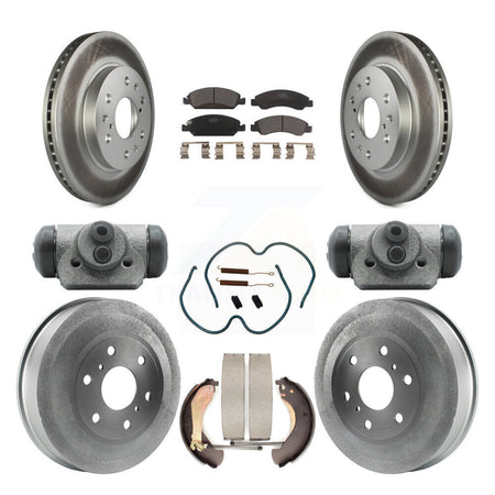 Front Rear Coated Brake Rotor Ceramic Pad Drum Kit (9Pc) For Chevrolet Silverado 1500 GMC KGT-101958