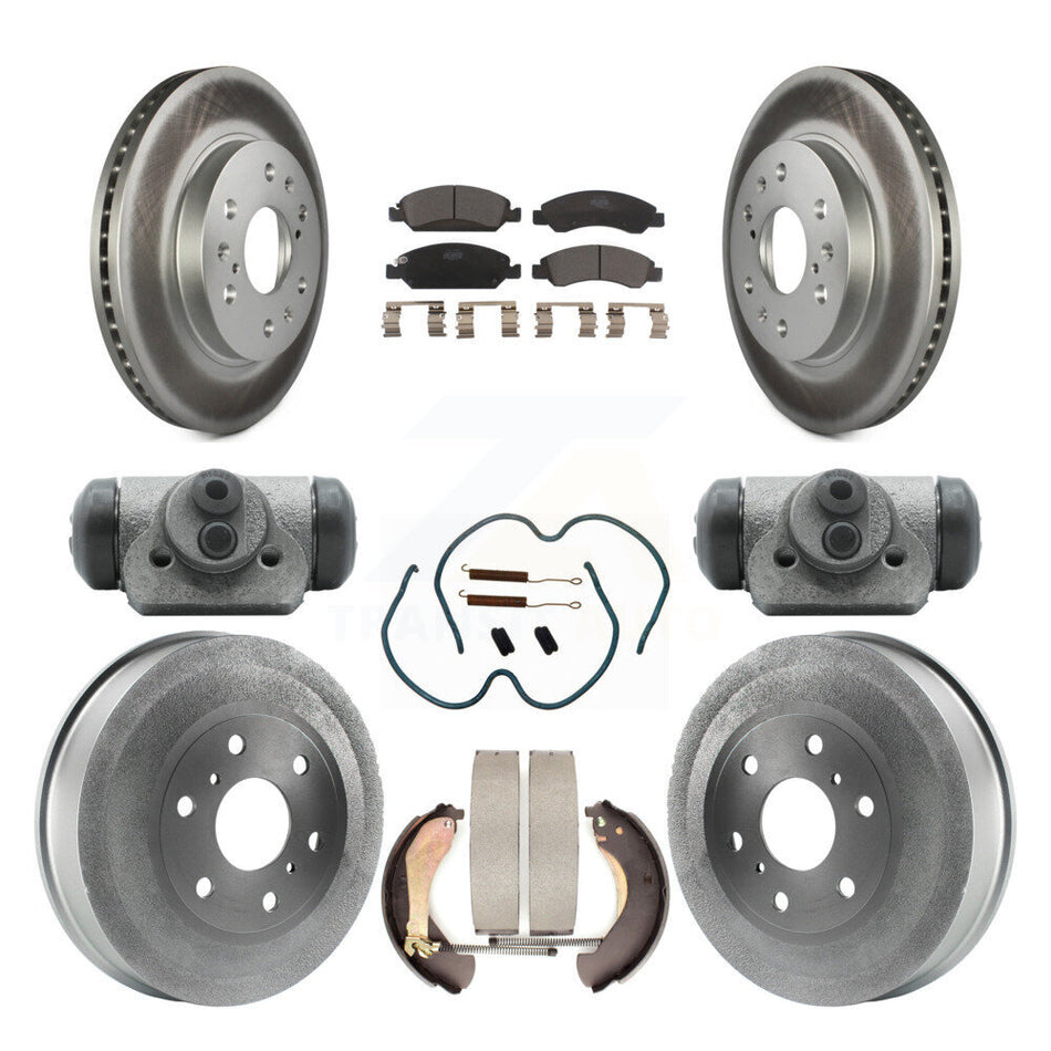 Front Rear Coated Brake Rotor Ceramic Pad Drum Kit (9Pc) For Chevrolet Silverado 1500 GMC KGT-101958