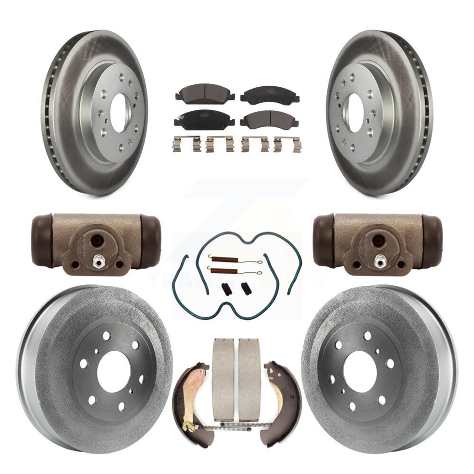 Front Rear Coated Brake Rotor Ceramic Pad Drum Kit (9Pc) For Chevrolet Silverado 1500 GMC KGT-101959