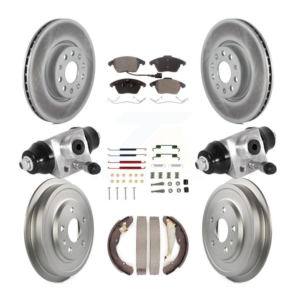 Front Rear Coated Disc Brake Rotors Ceramic Pads And Drum Kit (9Pc) For Volkswagen Jetta KGT-101967