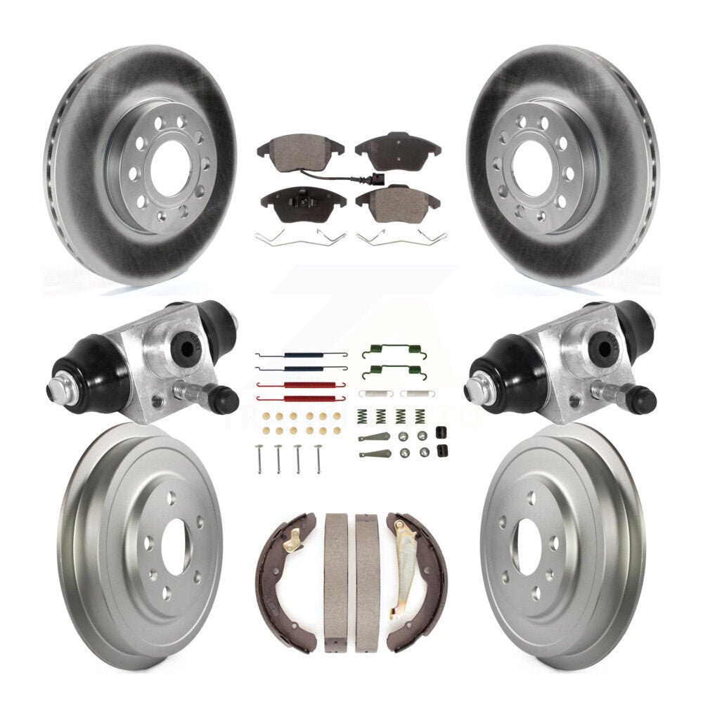 Front Rear Coated Disc Brake Rotors Ceramic Pads And Drum Kit (9Pc) For Volkswagen Jetta KGT-101969