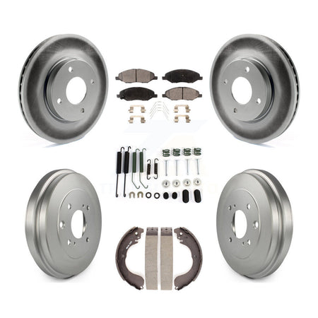 Front Rear Coat Brake Rotors Ceramic Pad Drum Kit (7Pc) For 2008 Nissan Versa 4-Wheel ABS KGT-101971