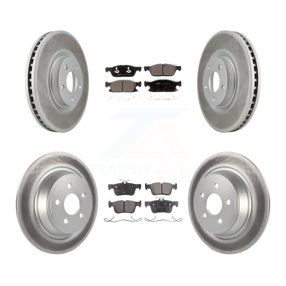 Front Rear Coated Disc Brake Rotors And Ceramic Pads Kit For Lincoln Continental KGT-101973