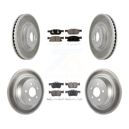 Front Rear Coated Disc Brake Rotors And Ceramic Pads Kit For Lincoln Continental KGT-101973