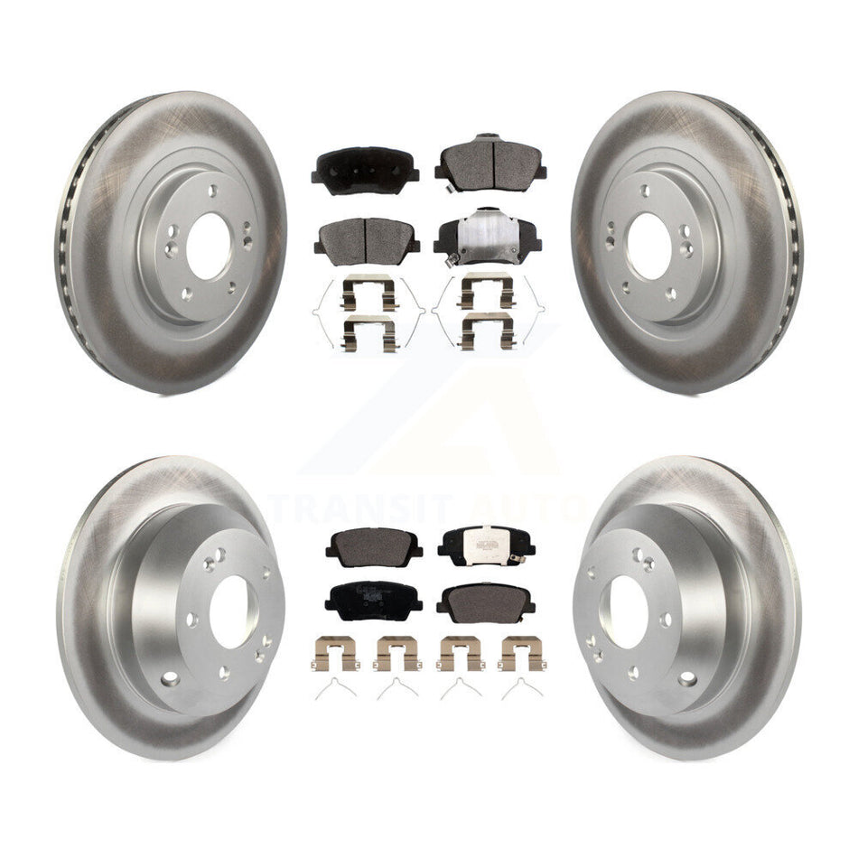 Front Rear Coated Disc Brake Rotor Ceramic Pad Kit For Kia Sorento Hyundai Santa Fe Sport KGT-101999