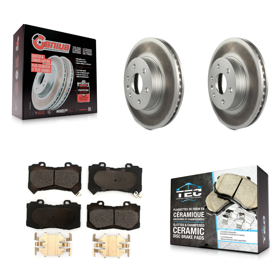 Front Coated Disc Brake Rotor Ceramic Pad Kit For 2015-2020 Chevrolet Colorado GMC Canyon KGT-102007