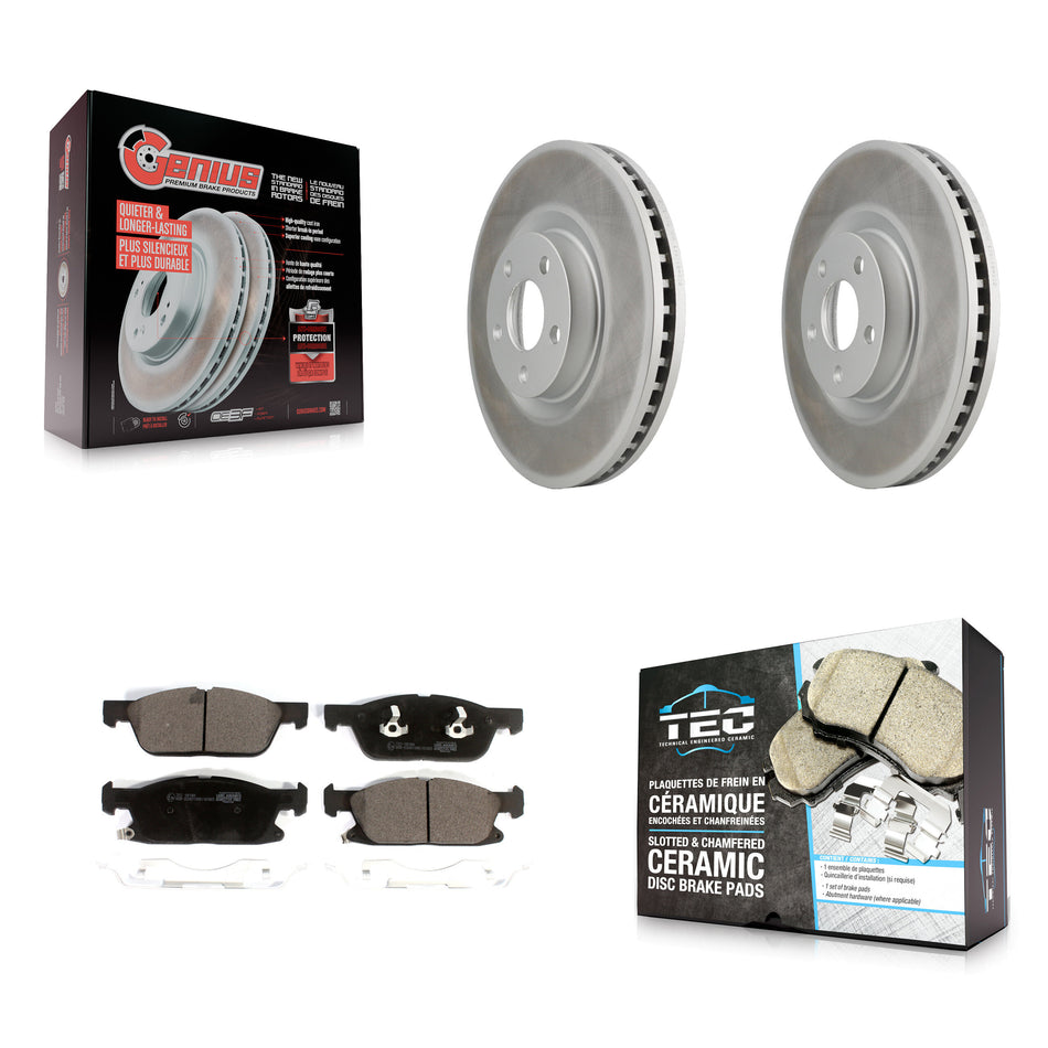 Front Coated Disc Brake Rotors And Ceramic Pads Kit For Lincoln Continental KGT-102008