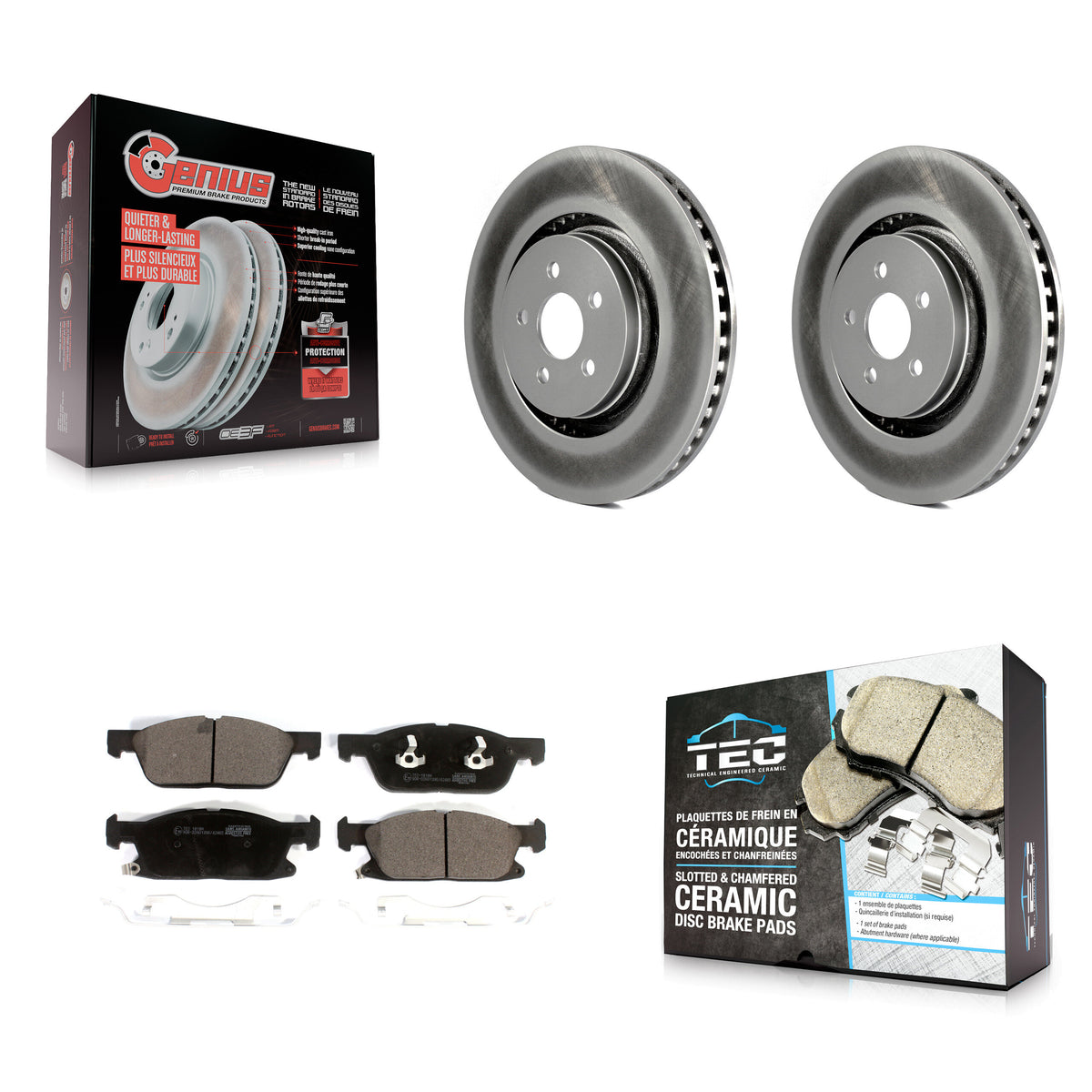 Front Coated Disc Brake Rotor And Ceramic Pad Kit For Ford Fusion Lincoln MKZ Continental KGT-102009