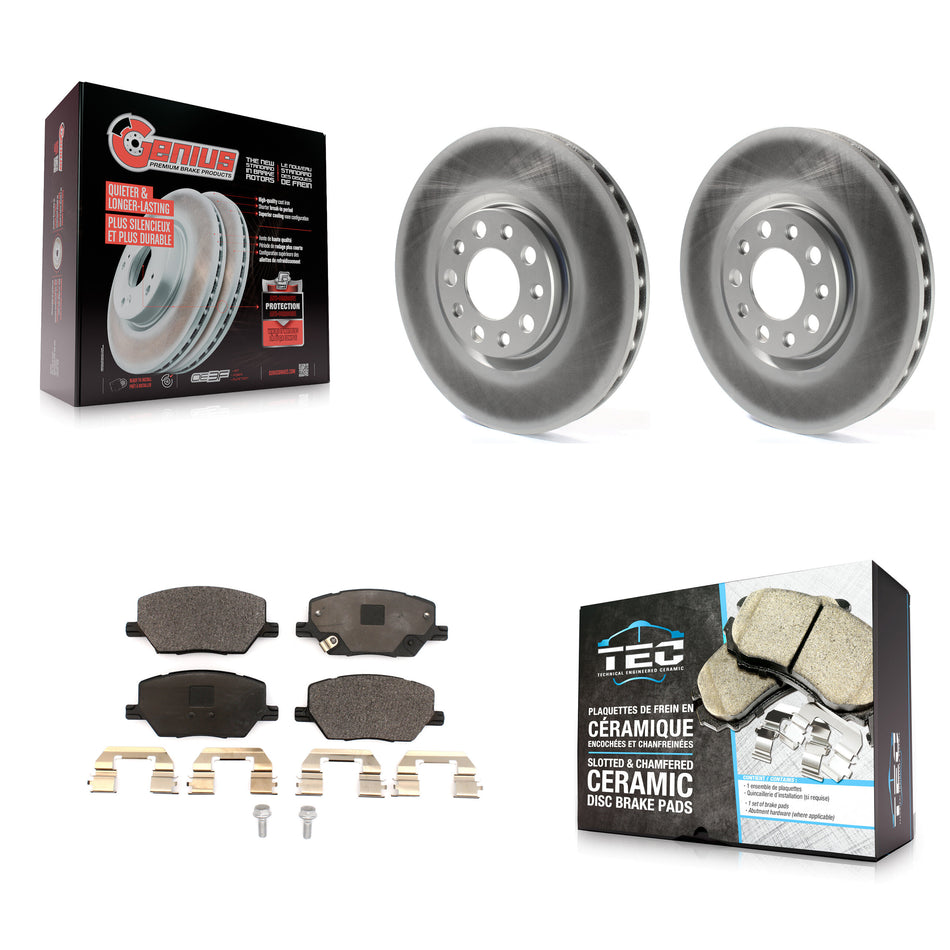 Front Coated Disc Brake Rotors And Ceramic Pads Kit For Jeep Compass Renegade Fiat 500X KGT-102010