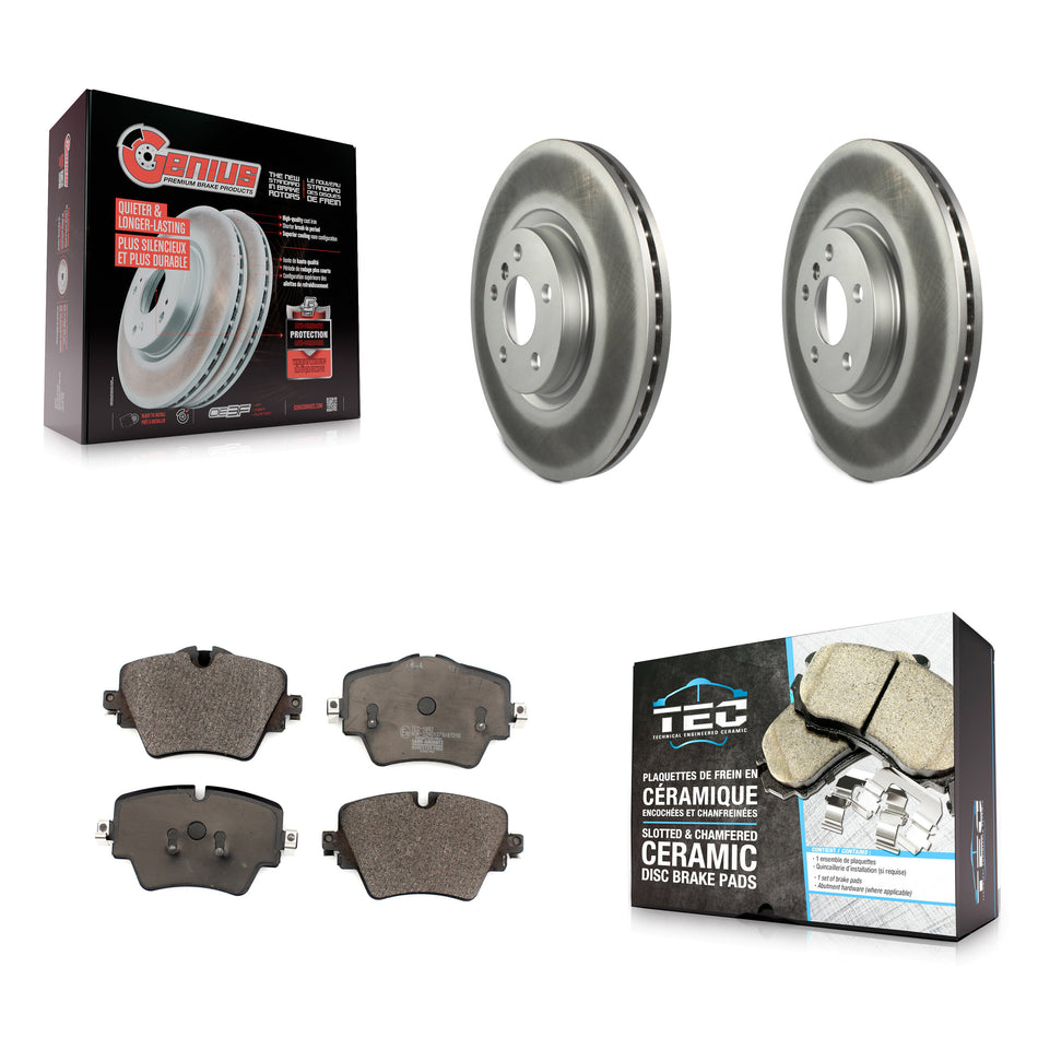 Front Coated Brake Rotor Ceramic Pad Kit For BMW X1 Mini Cooper Countryman X2 228i xDrive KGT-102035