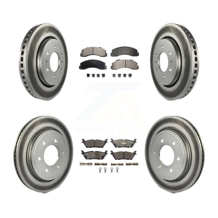 Front Rear Coated Brake Rotors Ceramic Pad Kit For Ford F-150 With Electric Parking KGT-102037