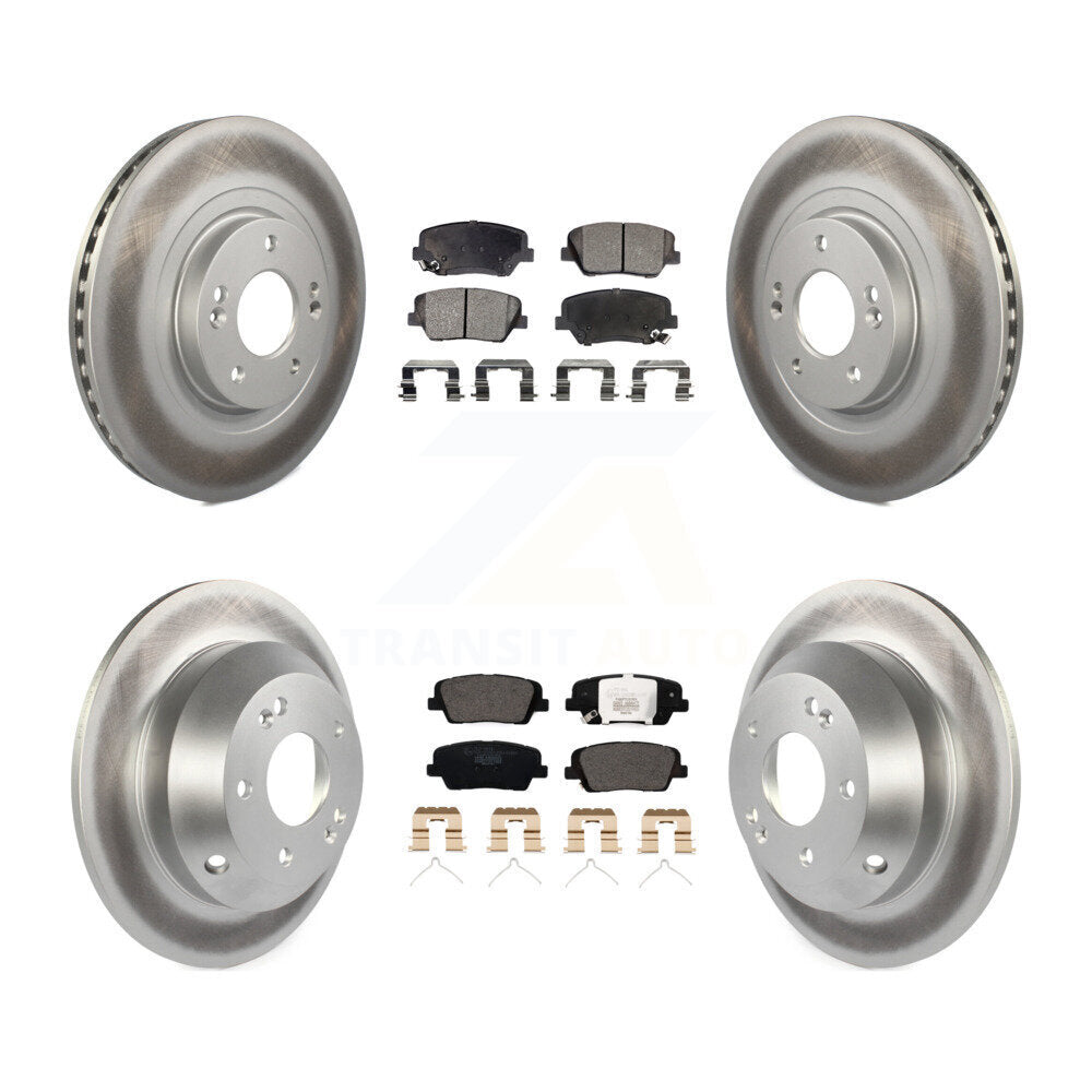 Front Rear Coated Brake Rotor & Ceramic Pad Kit For Kia Sorento With Red Painted Calipers KGT-102039