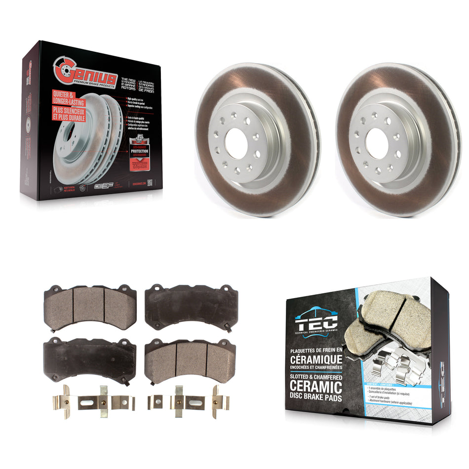 Front Coat Brake Rotor Ceramic Pad Kit For 16 Cadillac CTS Vsport Premium with RWD KGT-102049