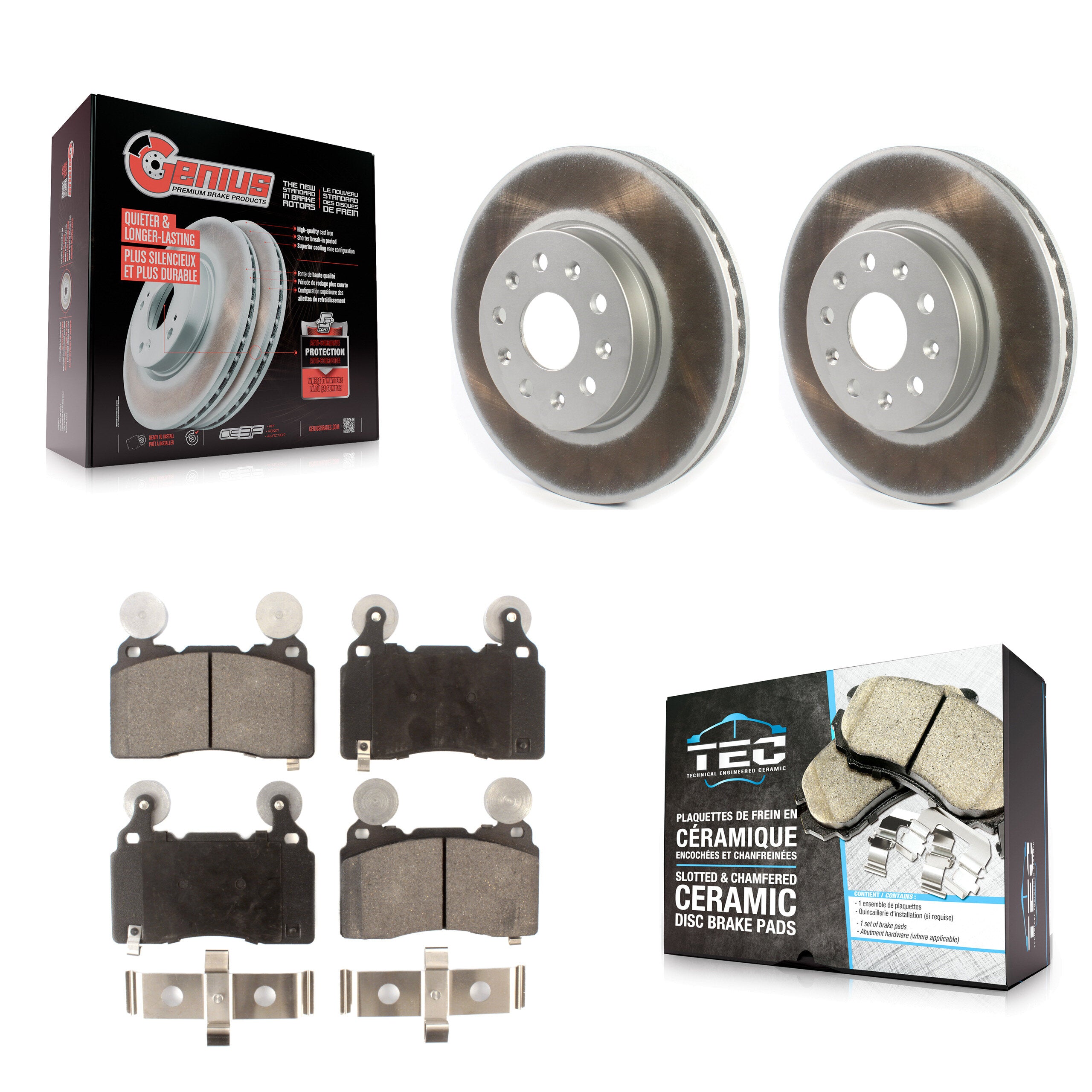 Front Coated Disc Brake Rotors And Ceramic Pads Kit For Cadillac CTS Chevrolet Camaro KGT-102055