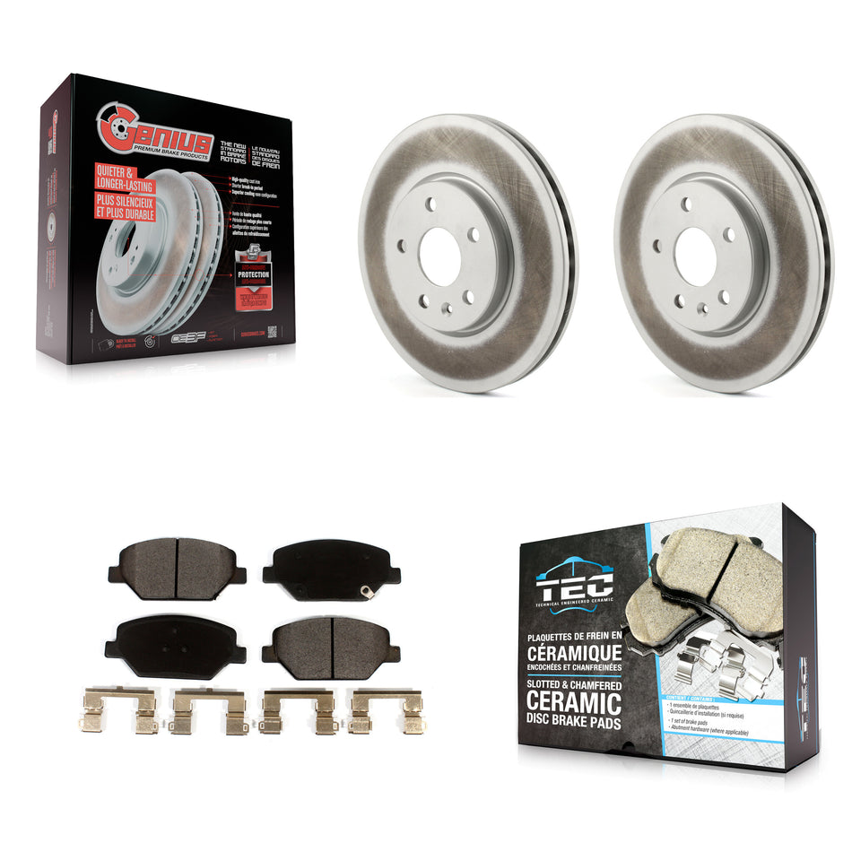 Front Coated Disc Brake Rotors And Ceramic Pads Kit For 2019 Buick Envision Cadillac XT4 KGT-102058