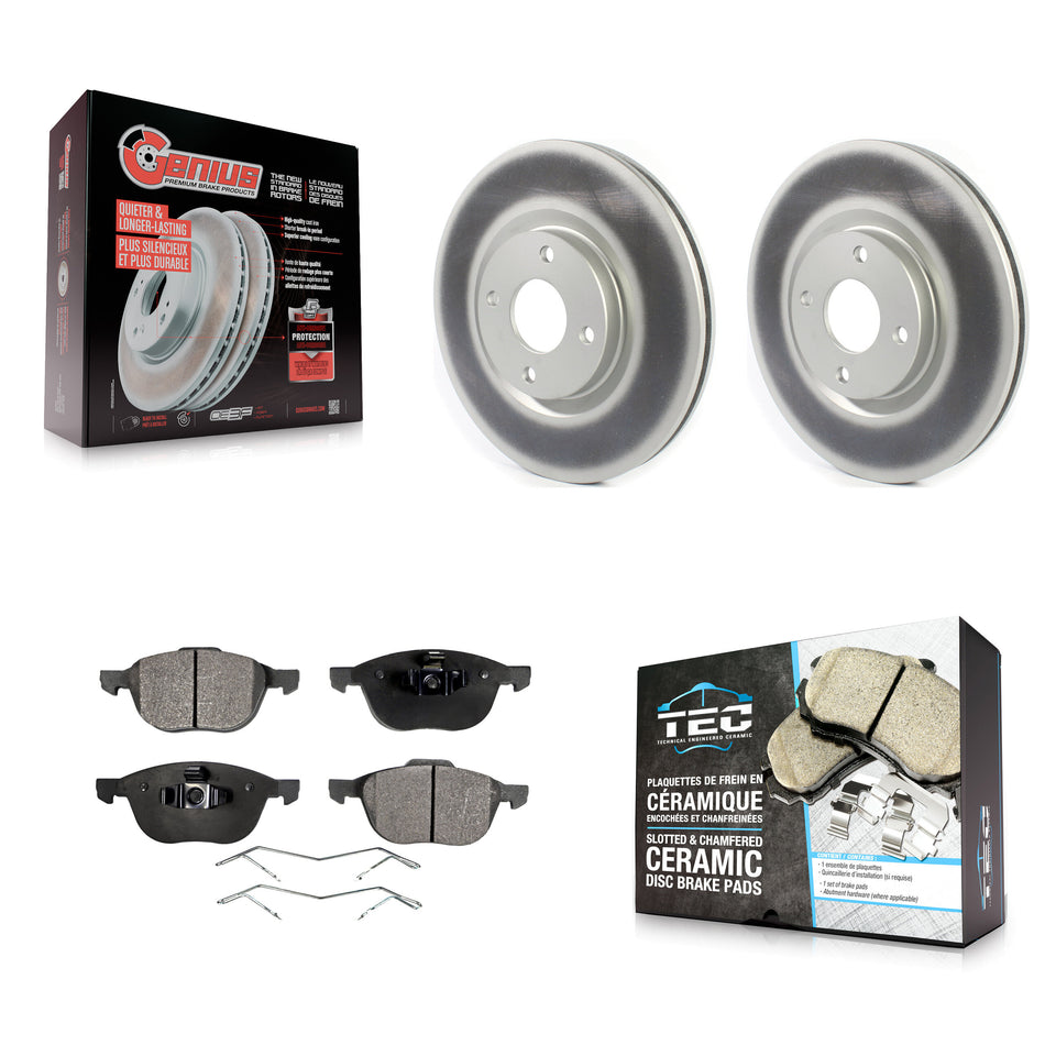 Front Coated Disc Brake Rotors And Ceramic Pads Kit For 2018-2022 Ford EcoSport KGT-102061