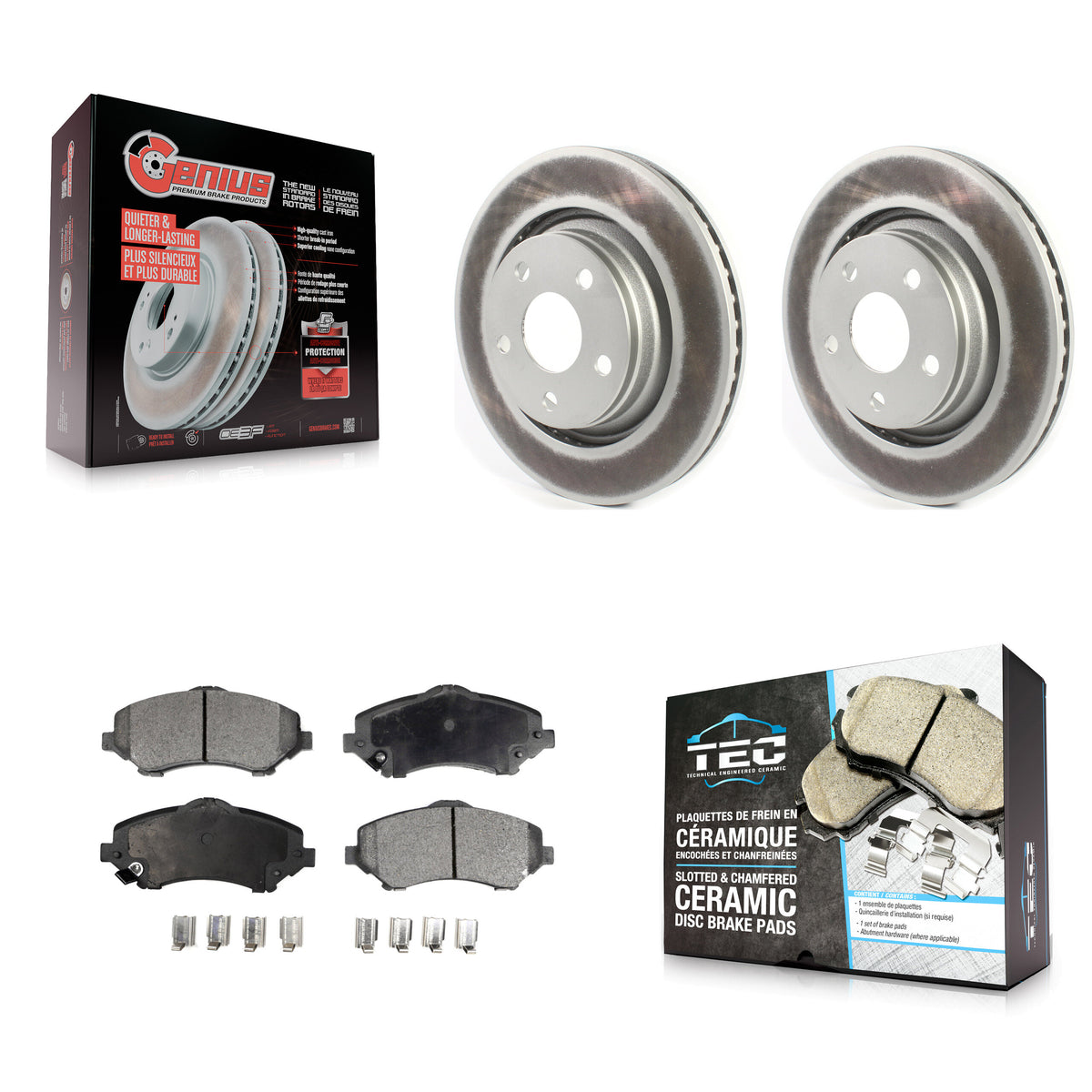 Front Coat Brake Rotors Ceramic Pad Kit For Jeep Wrangler With 332mm Diameter Rotor KGT-102064