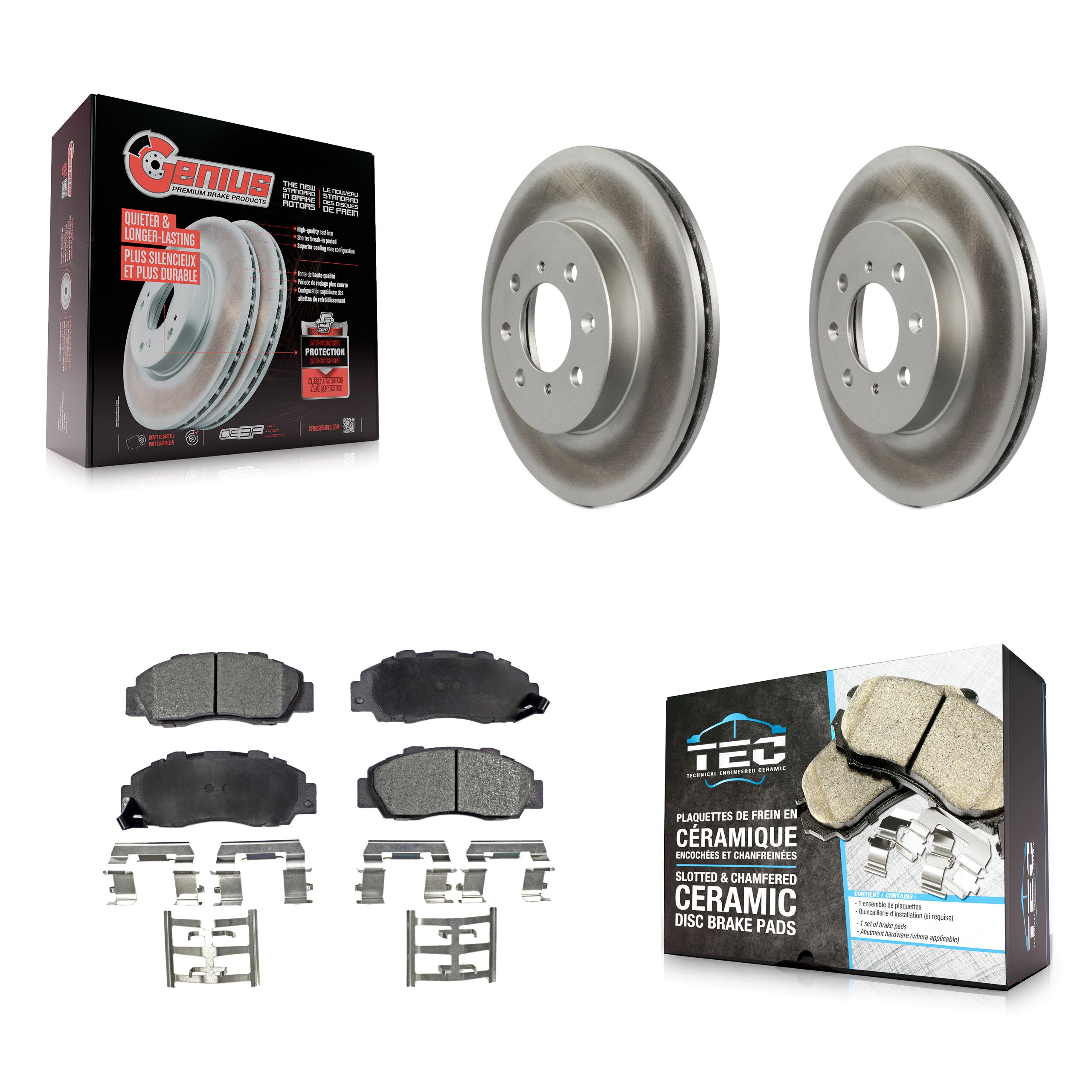 Front Coated Disc Brake Rotors And Ceramic Pads Kit For 1992-1993 Acura Integra GS-R KGT-102065