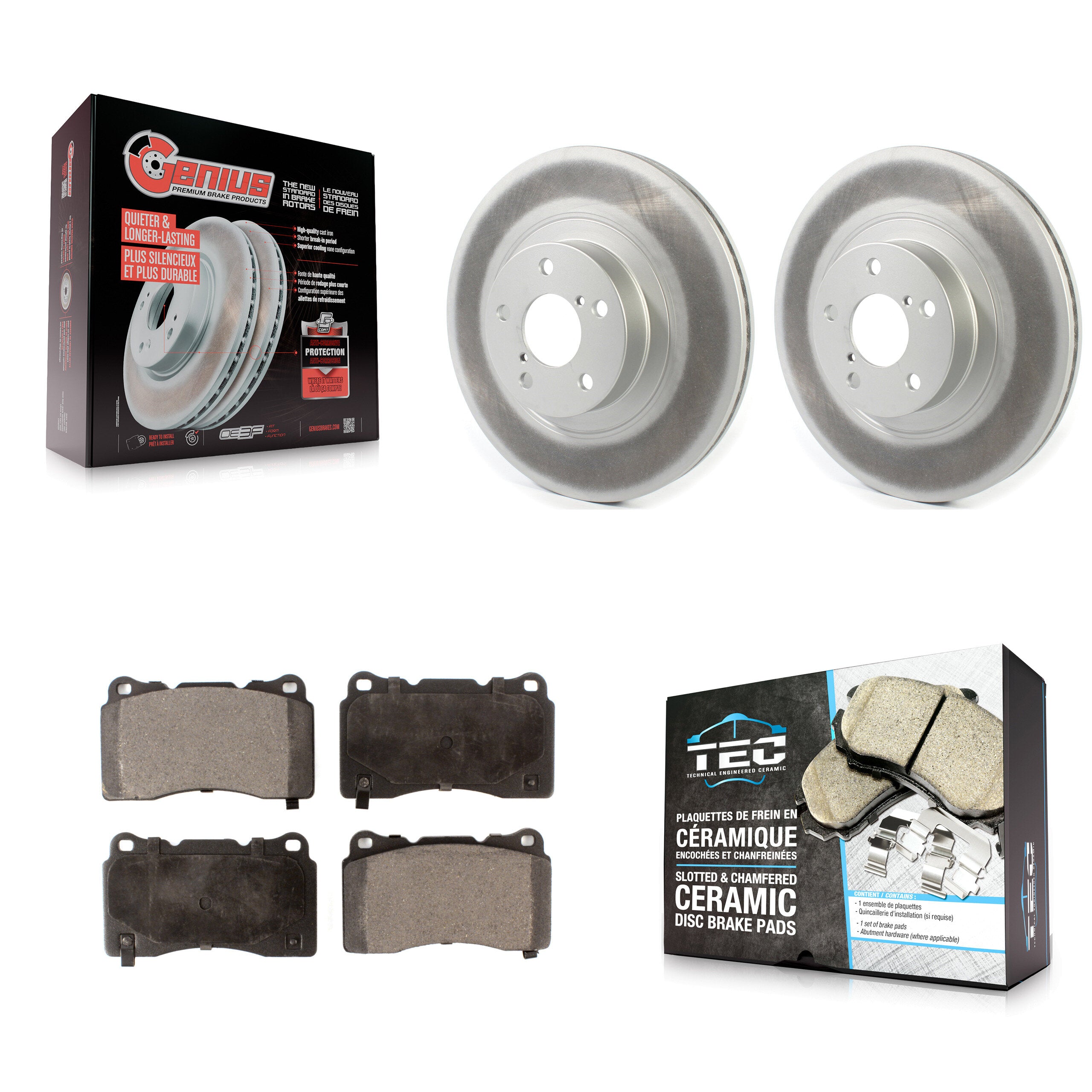 Front Coated Disc Brake Rotors & Ceramic Pad Kit For 2019 Toyota 86 Without Brembo Brakes KGT-102066