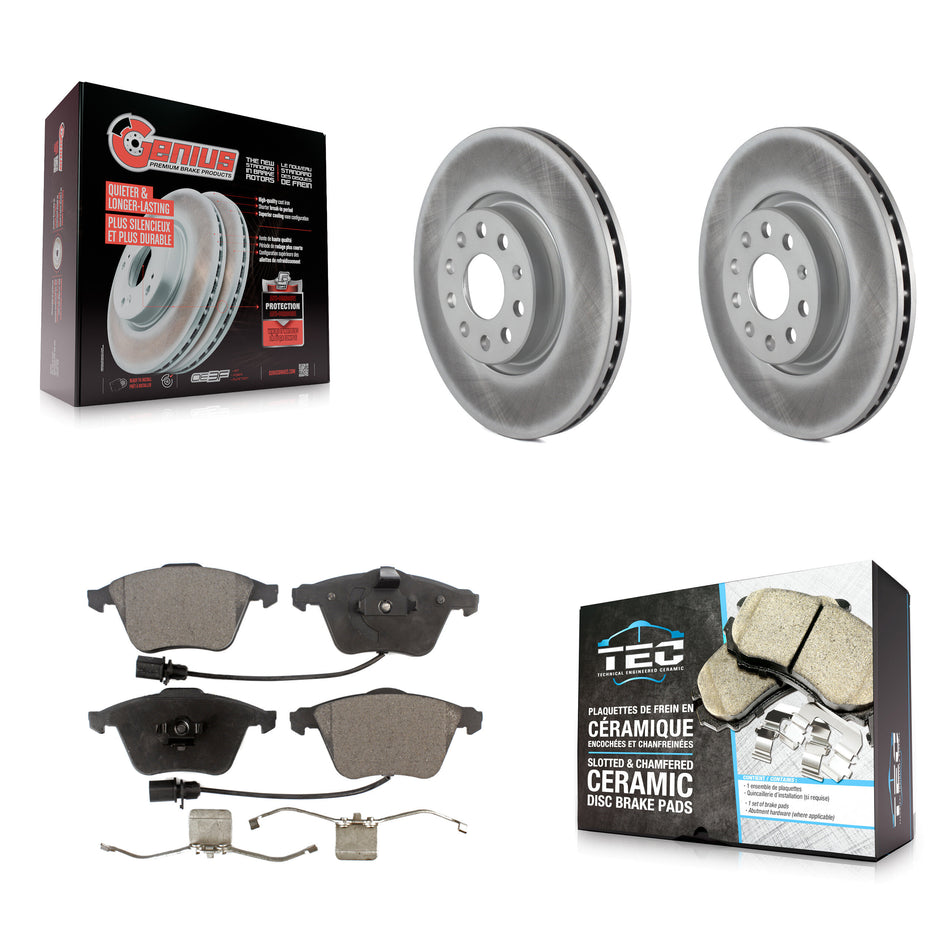 Front Coated Disc Brake Rotors And Ceramic Pads Kit For Volkswagen CC R32 KGT-102070