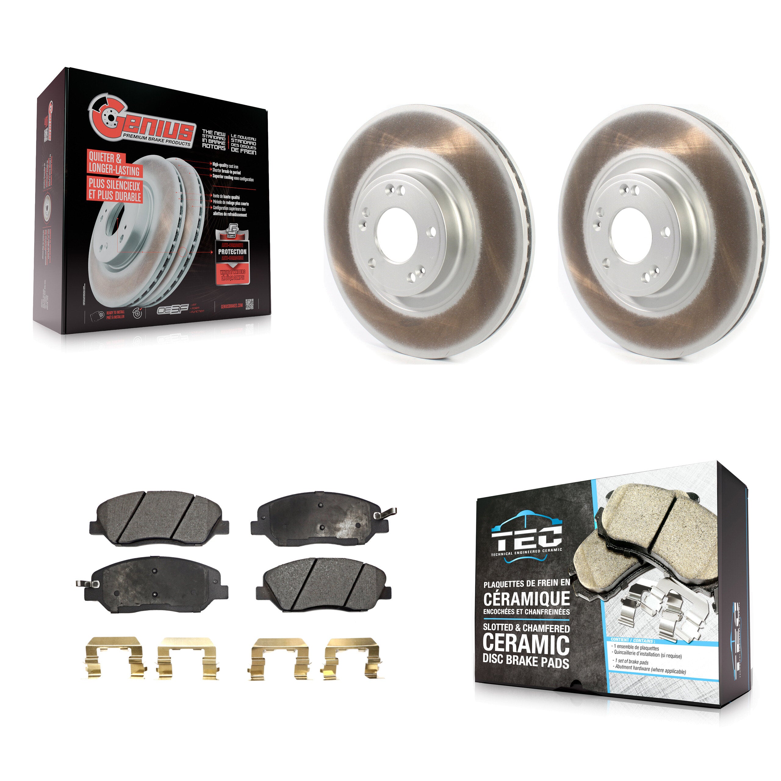 Front Coated Disc Brake Rotors And Ceramic Pads Kit For 2012 Hyundai Genesis 3.8L KGT-102072