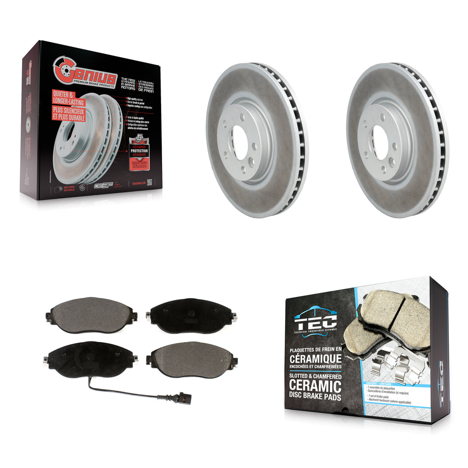 Front Coated Disc Brake Rotors And Ceramic Pads Kit For Volkswagen CC AWD KGT-102077