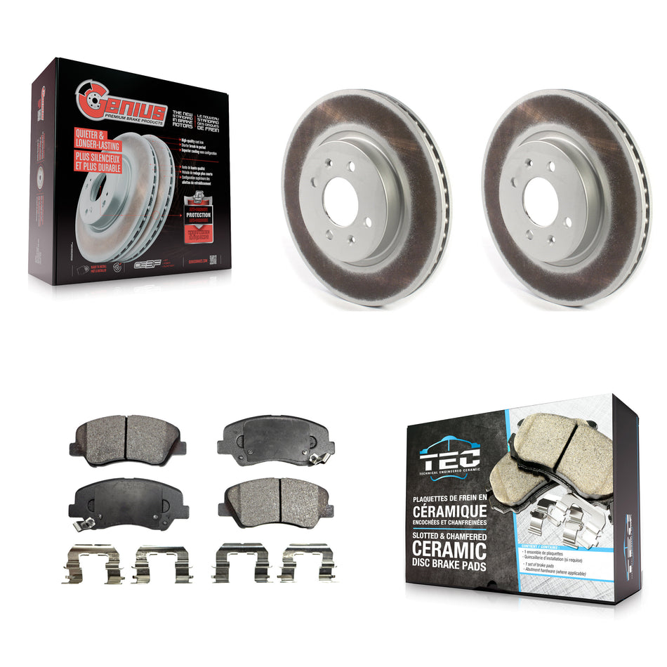 Front Coated Disc Brake Rotors And Ceramic Pads Kit For Kia Rio KGT-102078