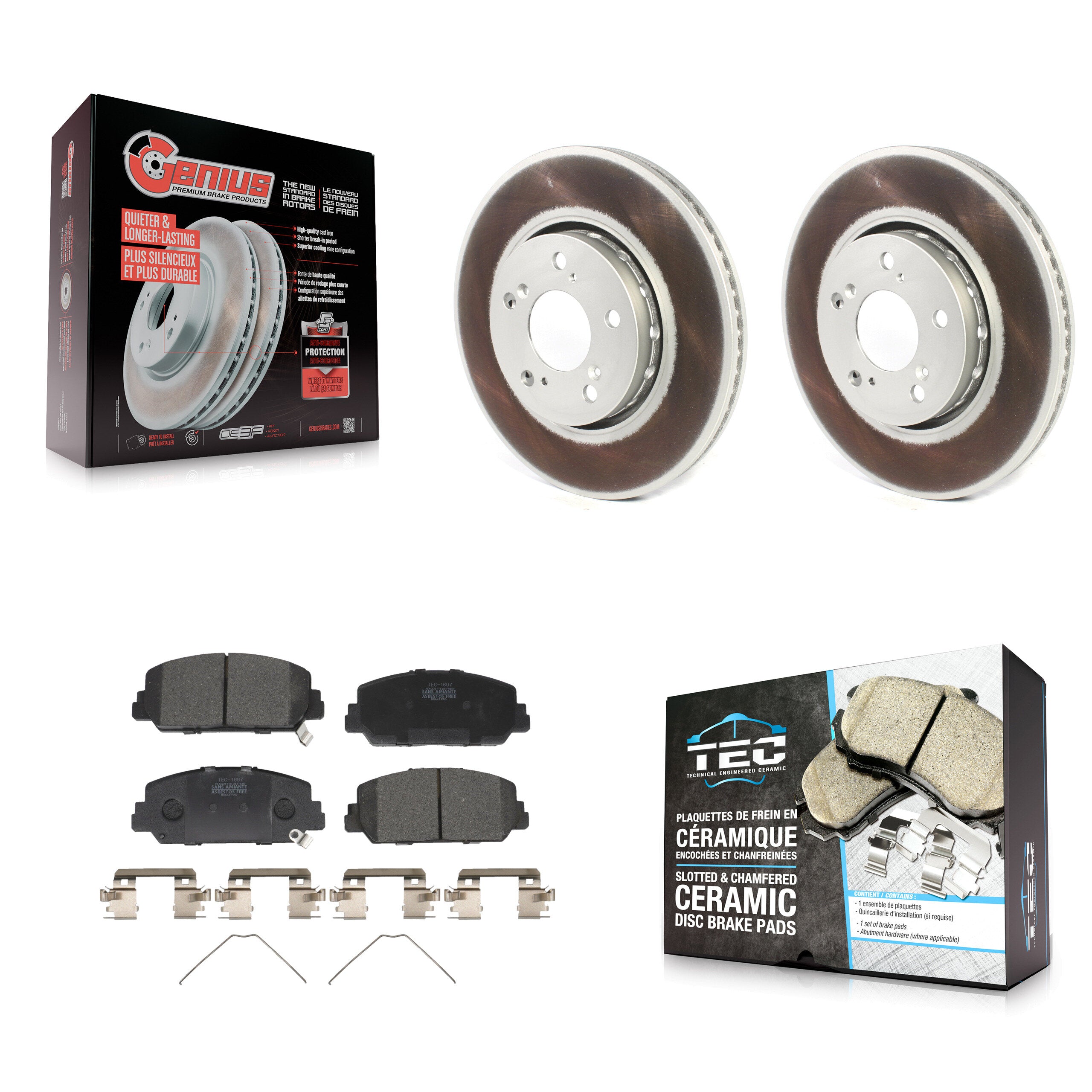 Front Coated Disc Brake Rotors And Ceramic Pads Kit For Acura RLX KGT-102079