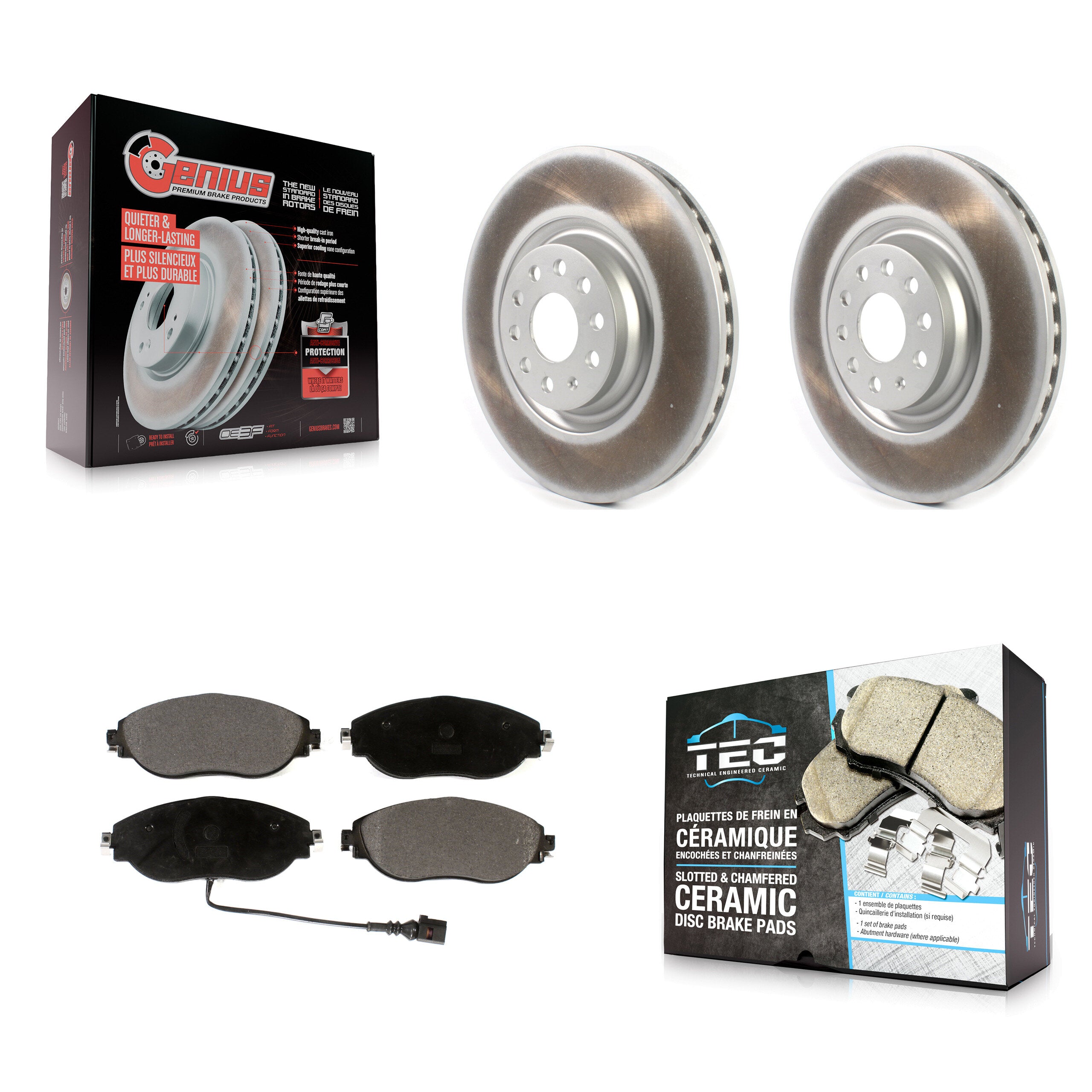 Front Coat Brake Rotors Ceramic Pad Kit For Volkswagen Tiguan Jetta Audi Q3 GTI Golf R S3 KGT-102081