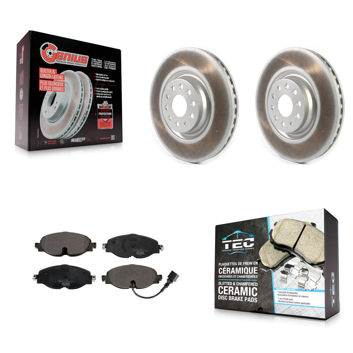 Front Coated Disc Brake Rotors And Ceramic Pads Kit For Volkswagen Golf Audi A3 KGT-102082