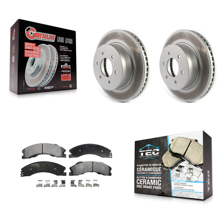 Front Coated Disc Brake Rotors And Ceramic Pads Kit For 2016-2024 Nissan TITAN XD KGT-102084