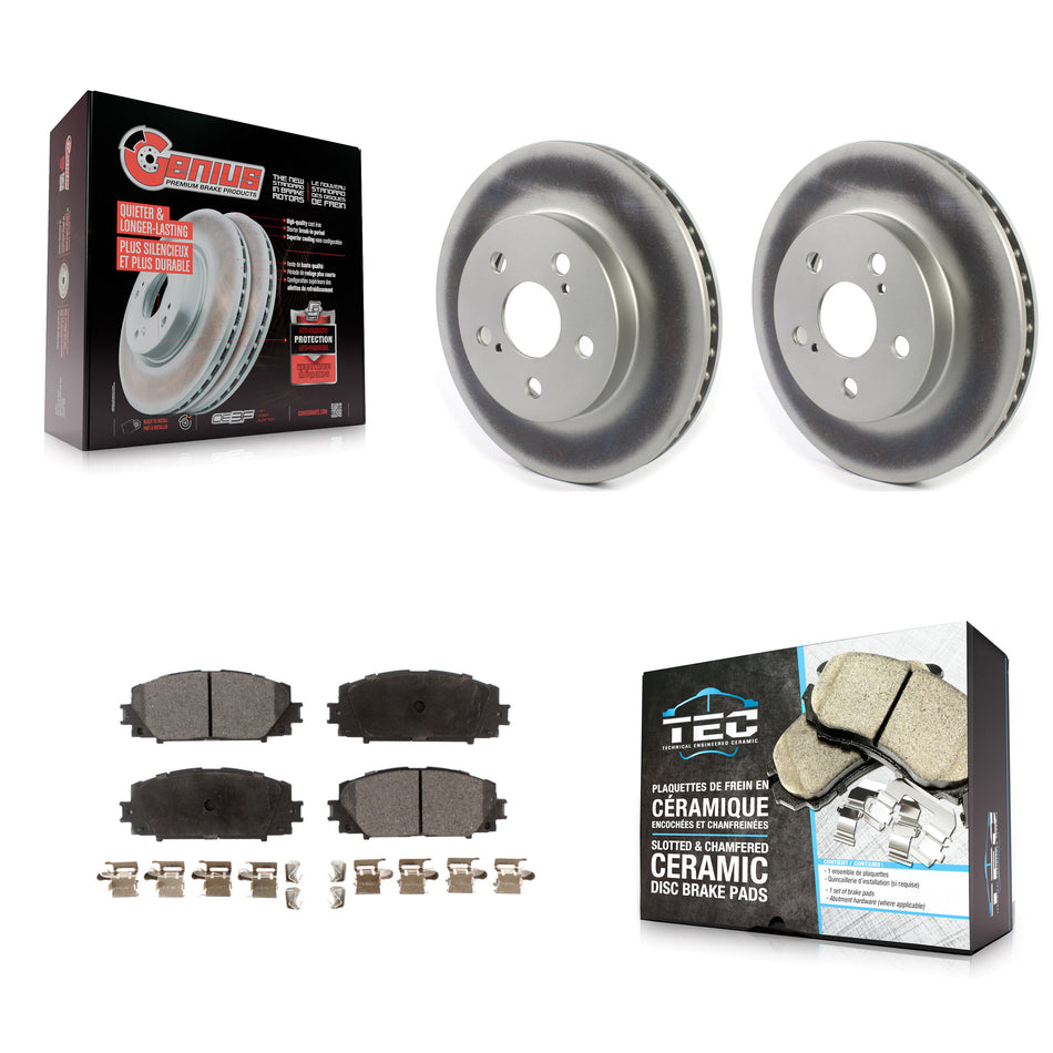 Front Coated Disc Brake Rotors And Ceramic Pads Kit For Toyota Corolla Prius Prime AWD-e KGT-102087