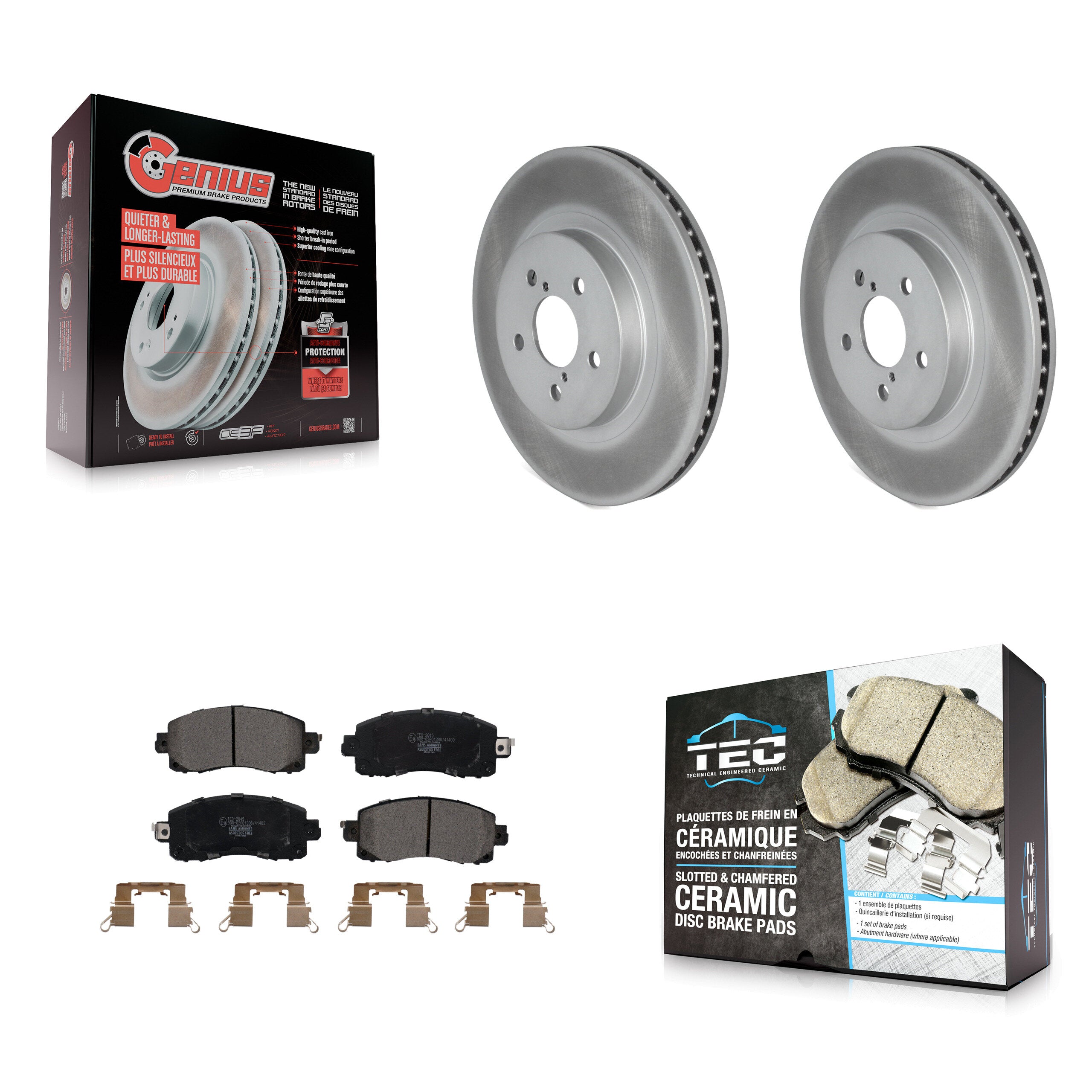 Front Coated Disc Brake Rotors And Ceramic Pads Kit For Subaru Crosstrek Impreza KGT-102093