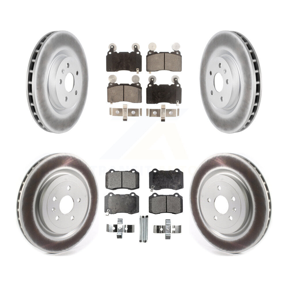 Front Rear Coated Disc Brake Rotors And Ceramic Pad Kit For 2010-2015 Chevrolet Camaro SS KGT-102105