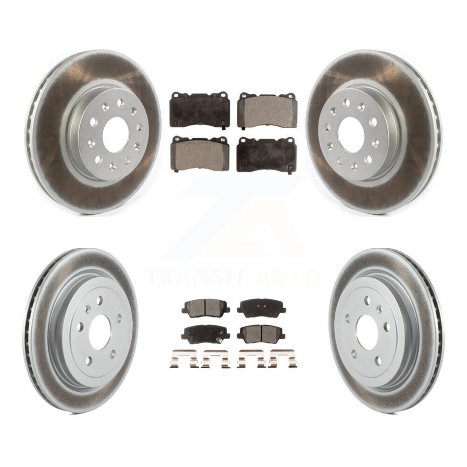 Front Rear Coated Disc Brake Rotors And Ceramic Pads Kit For Cadillac CTS KGT-102109