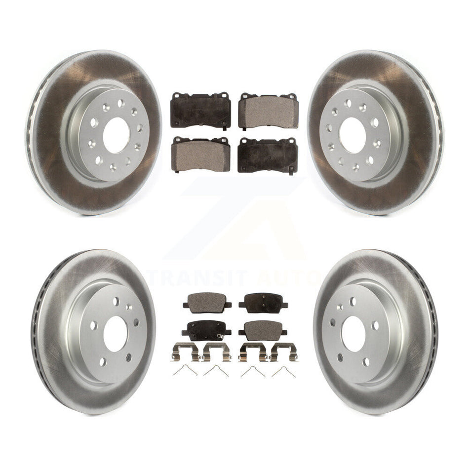Front Rear Coated Disc Brake Rotors And Ceramic Pad Kit For Chevrolet Camaro Cadillac CT6 KGT-102110