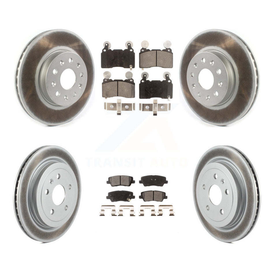 Front Rear Coated Disc Brake Rotors And Ceramic Pads Kit For Cadillac CTS KGT-102113