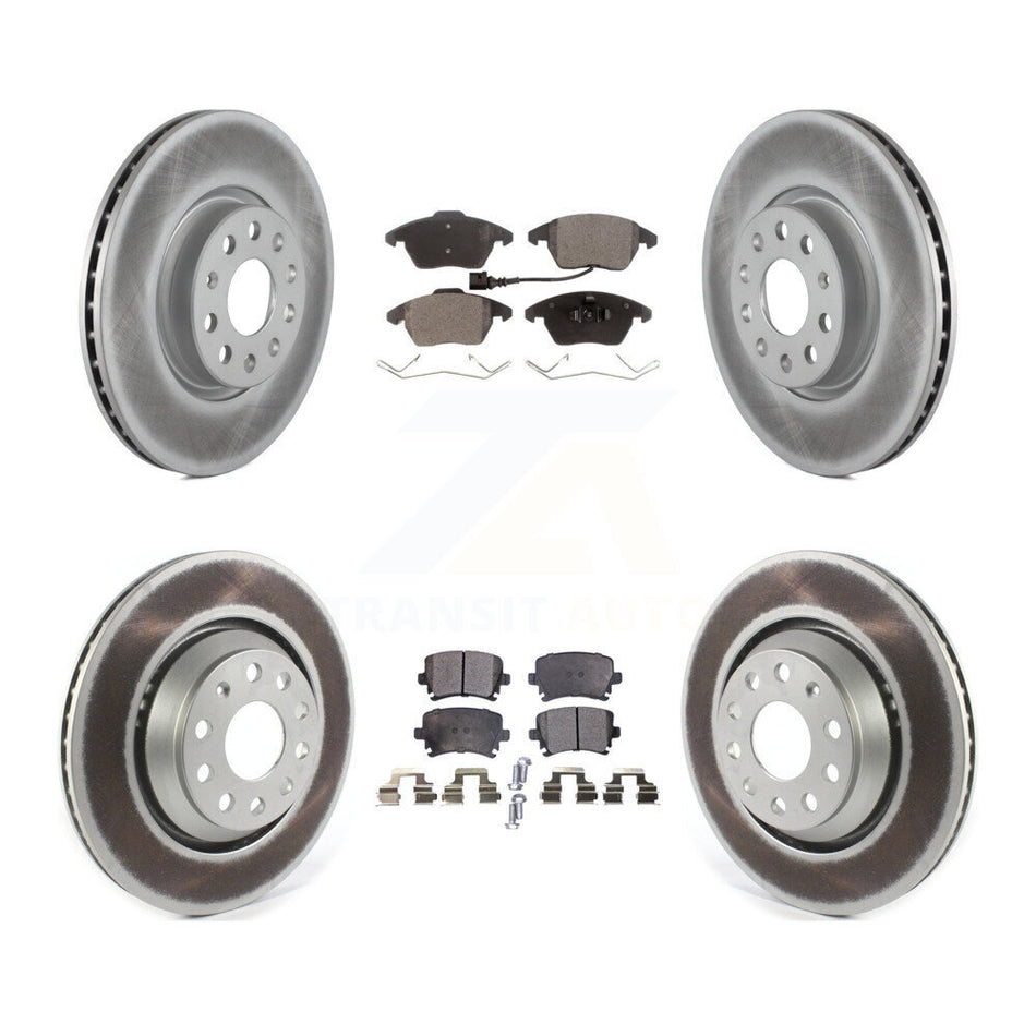 Front Rear Coated Disc Brake Rotors And Ceramic Pads Kit For Volkswagen Passat CC KGT-102142
