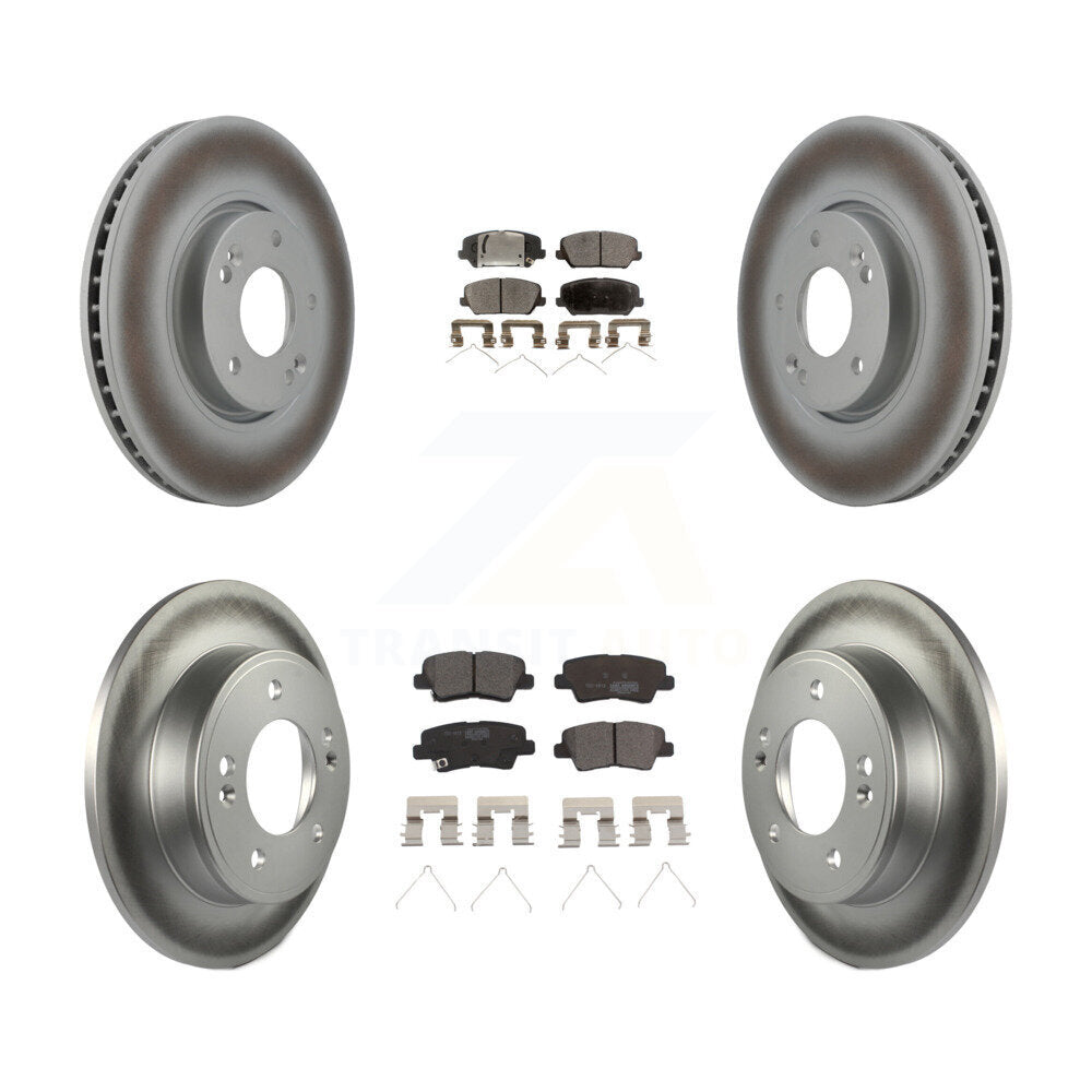 Front Rear Coated Disc Brake Rotors Ceramic Pad Kit For Kia Forte Forte5 Hyundai Veloster KGT-102143