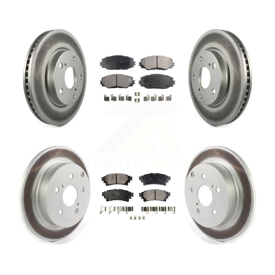 Front Rear Coated Disc Brake Rotors And Ceramic Pads Kit For 2012-2018 Toyota Prius V KGT-102145