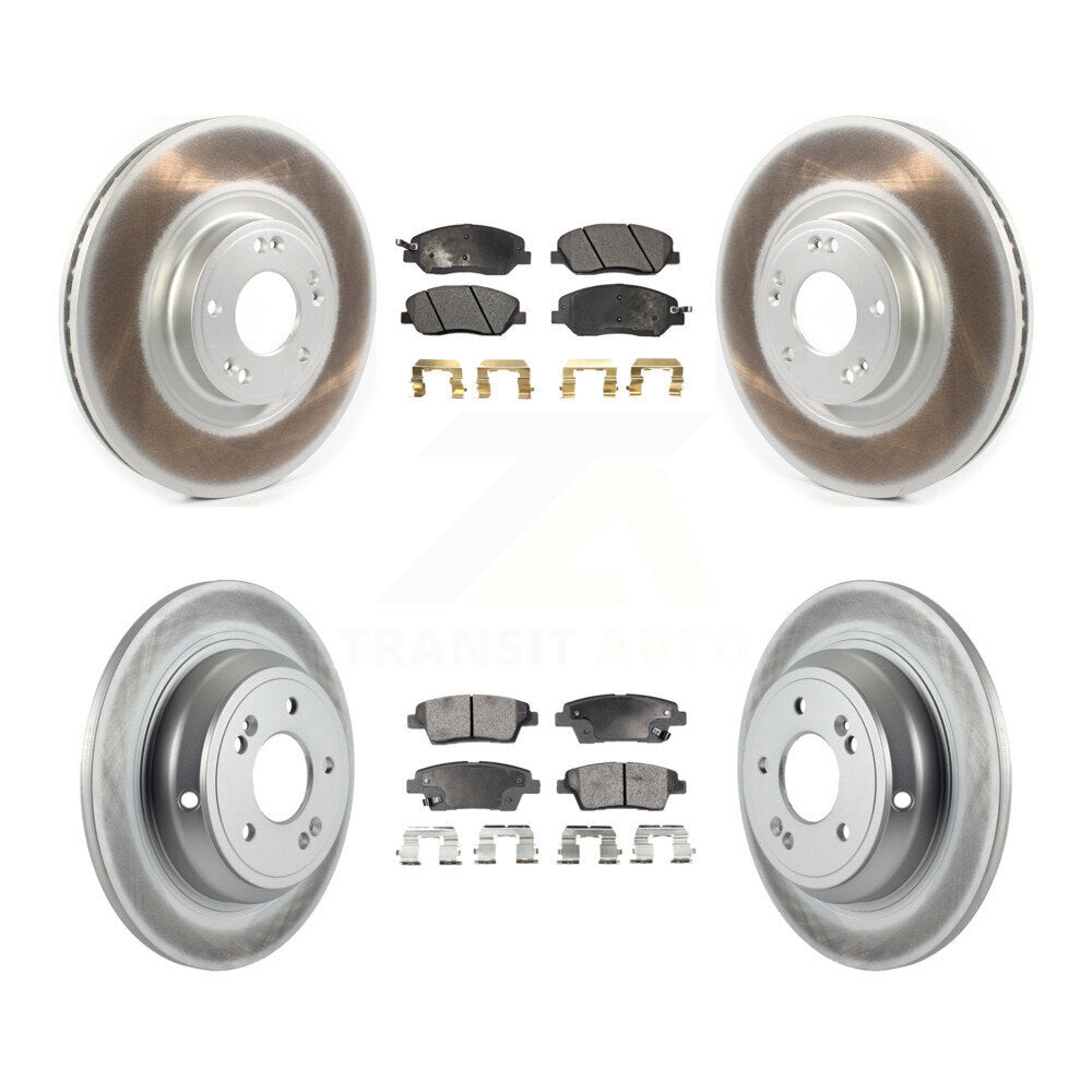 Front Rear Coated Disc Brake Rotors And Ceramic Pads Kit For 2012 Hyundai Genesis 3.8L KGT-102148