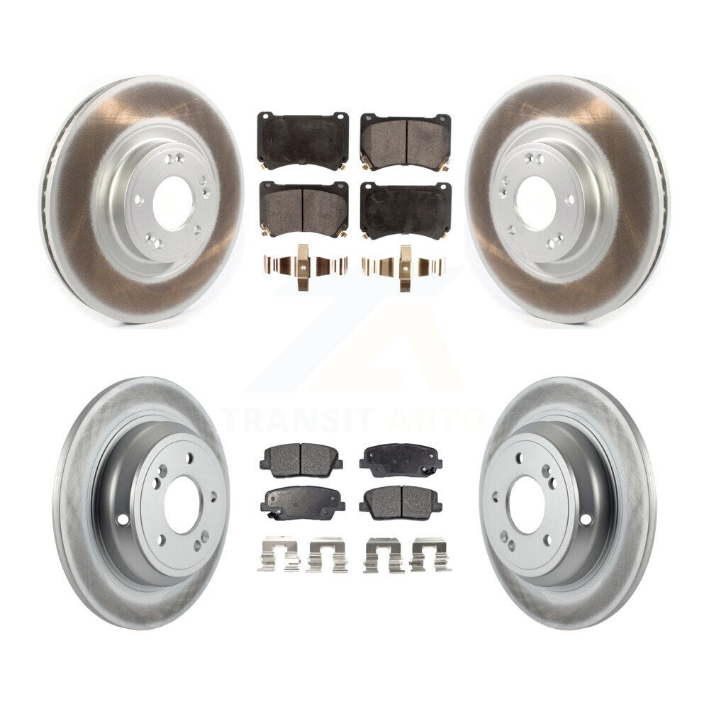 Front Rear Coated Disc Brake Rotors And Ceramic Pads Kit For Hyundai Genesis 4.6L KGT-102149